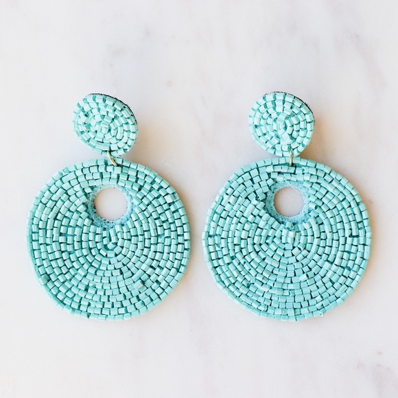 Turquoise Beaded Drop Earrings - Picture 1 of 1